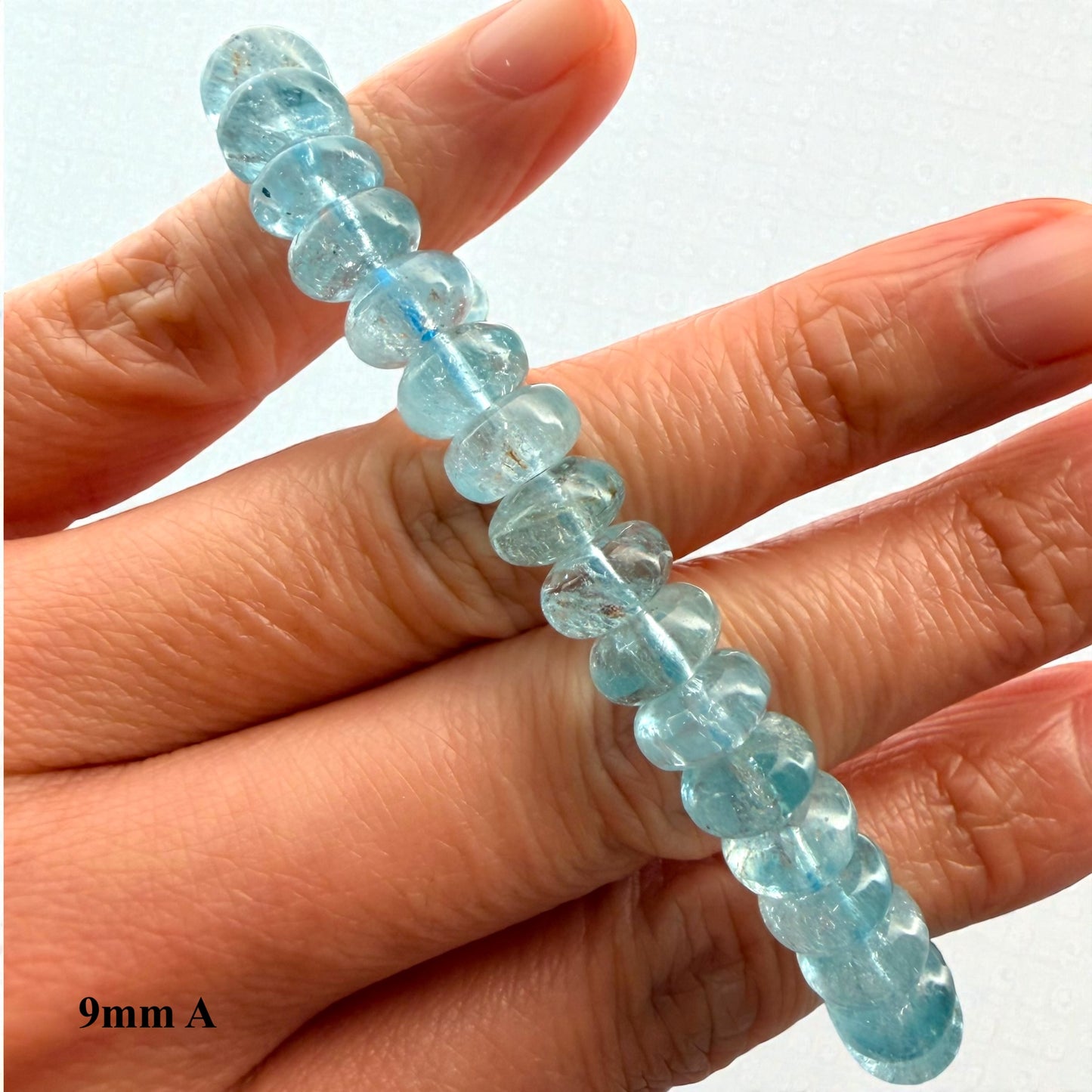 Premium Roundel Aqua Marine Crystal Beaded Bracelet