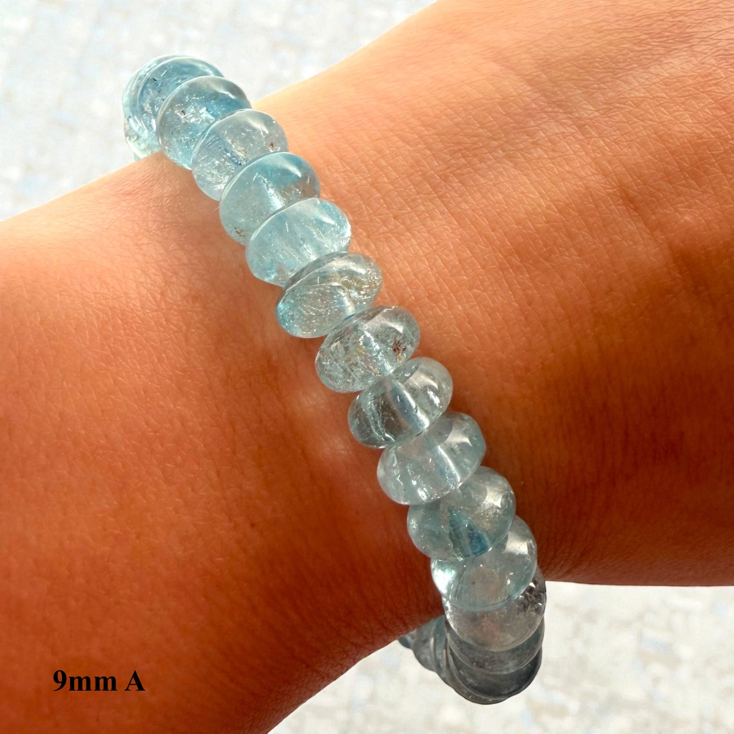 Premium Roundel Aqua Marine Crystal Beaded Bracelet