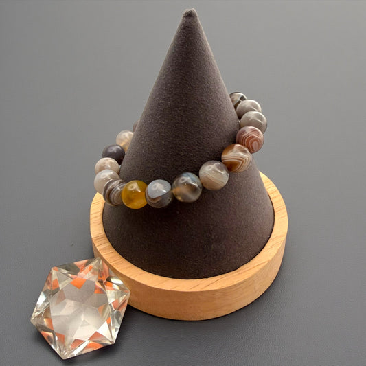 Botswana Agate Crystal Beaded Bracelet