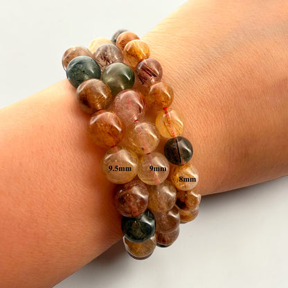 Muti Colored Rutilated Quartz Crystal Beaded Bracelets