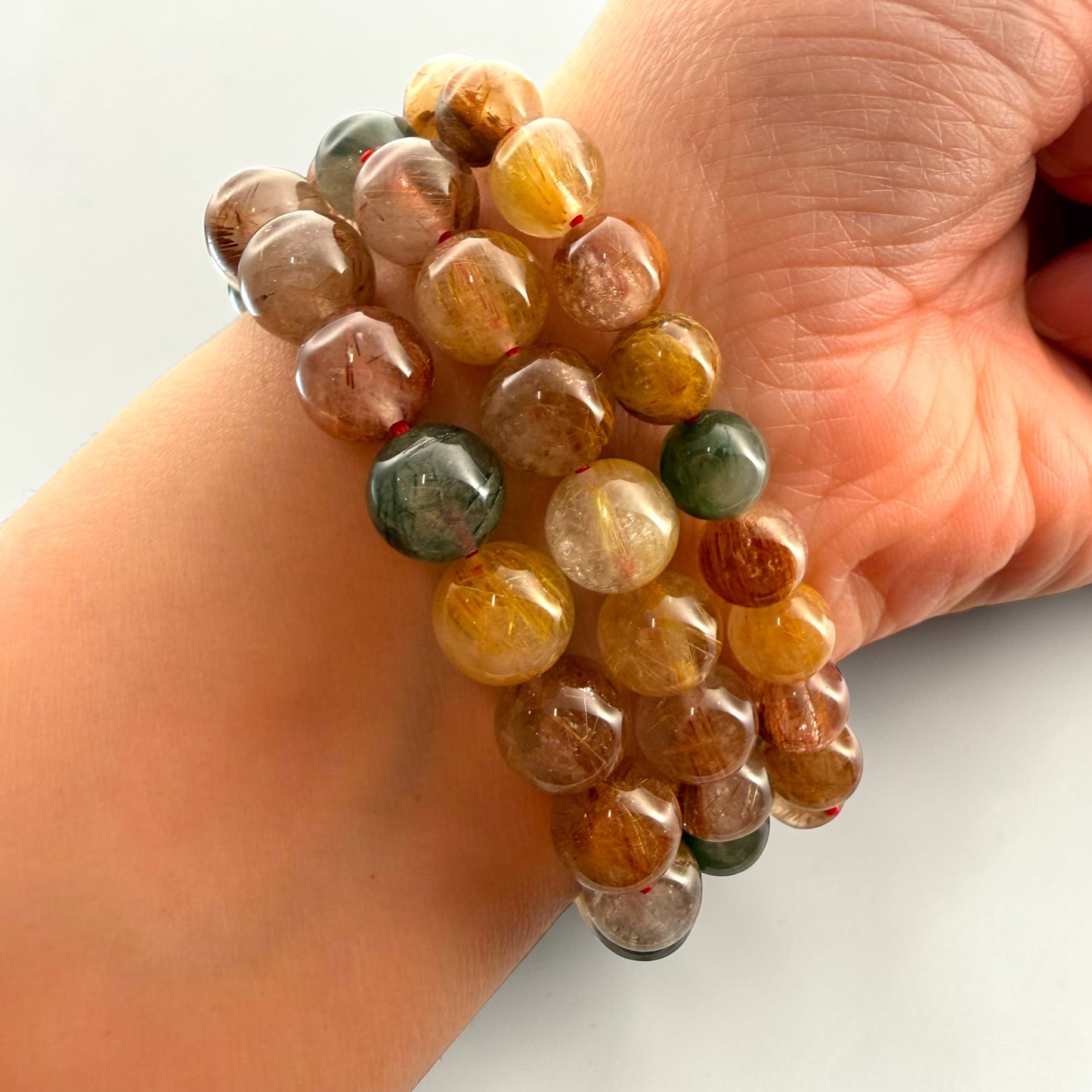 Muti Colored Rutilated Quartz Crystal Beaded Bracelets
