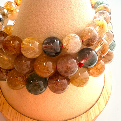 Muti Colored Rutilated Quartz Crystal Beaded Bracelets