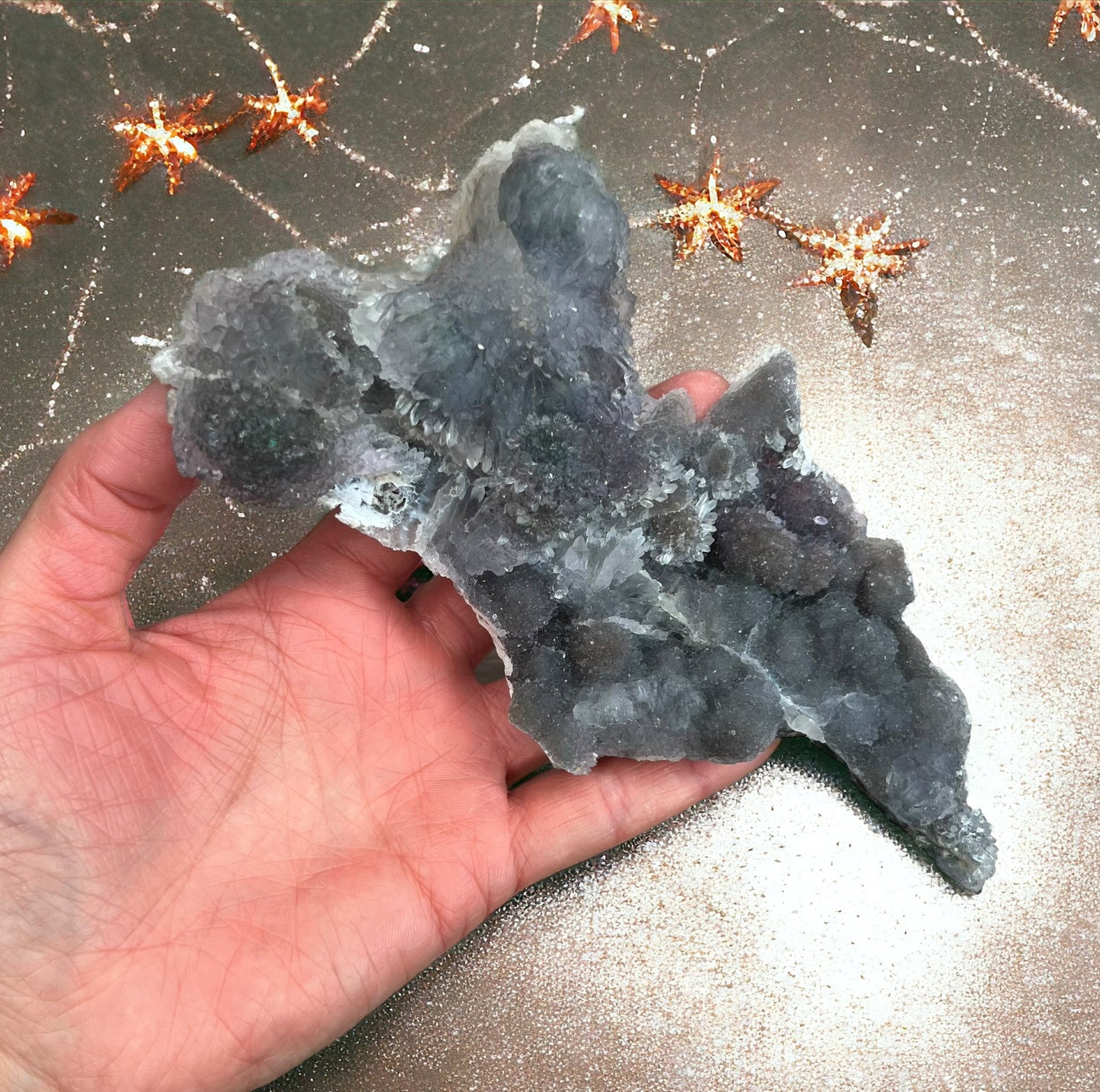 鐘乳石生長紫水晶花盤（中）