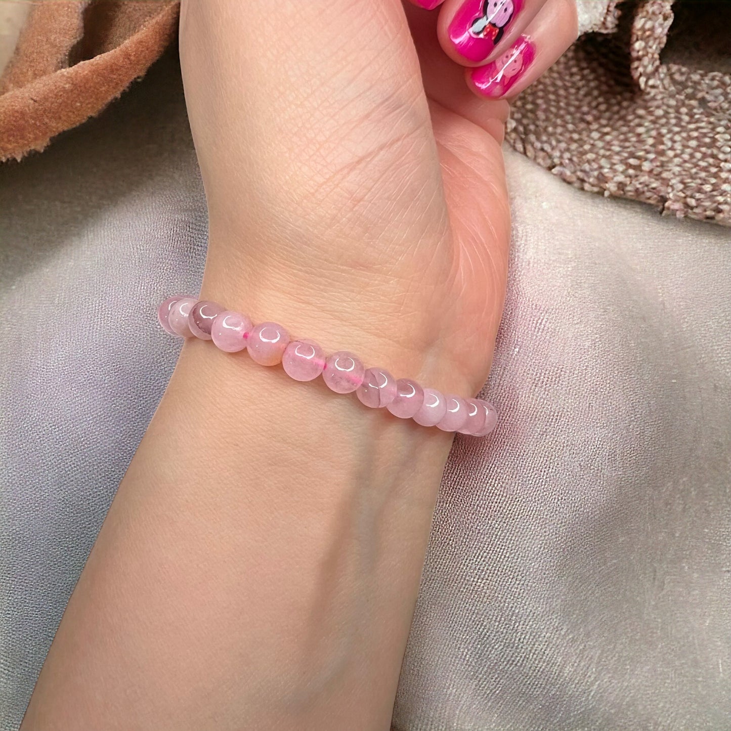 Rose Quartz Beaded Bracelet (6 mm)