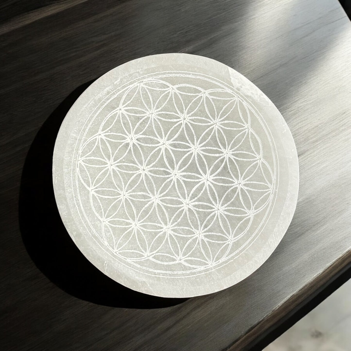 Flower of Life Selenite Bowl Round (M)