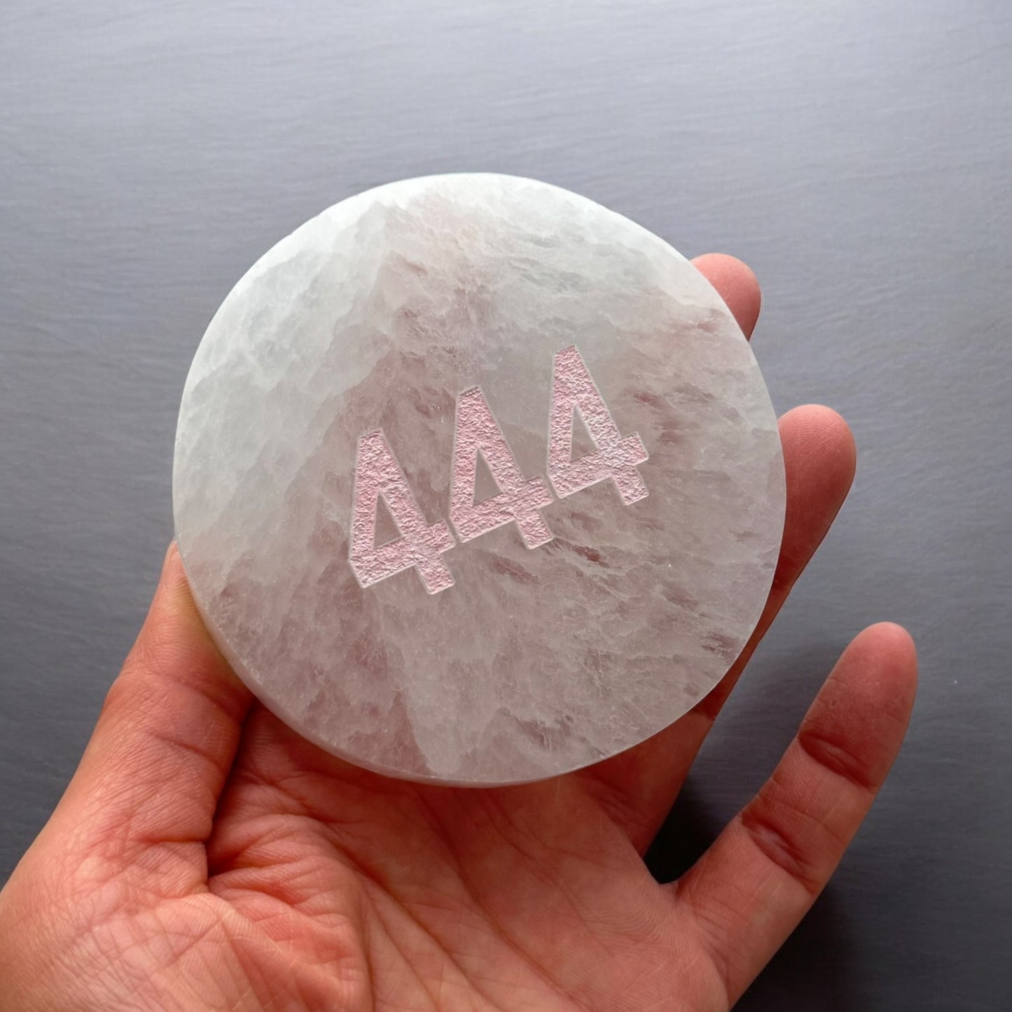 Angel Number "444" Selenite Plate Round (S)