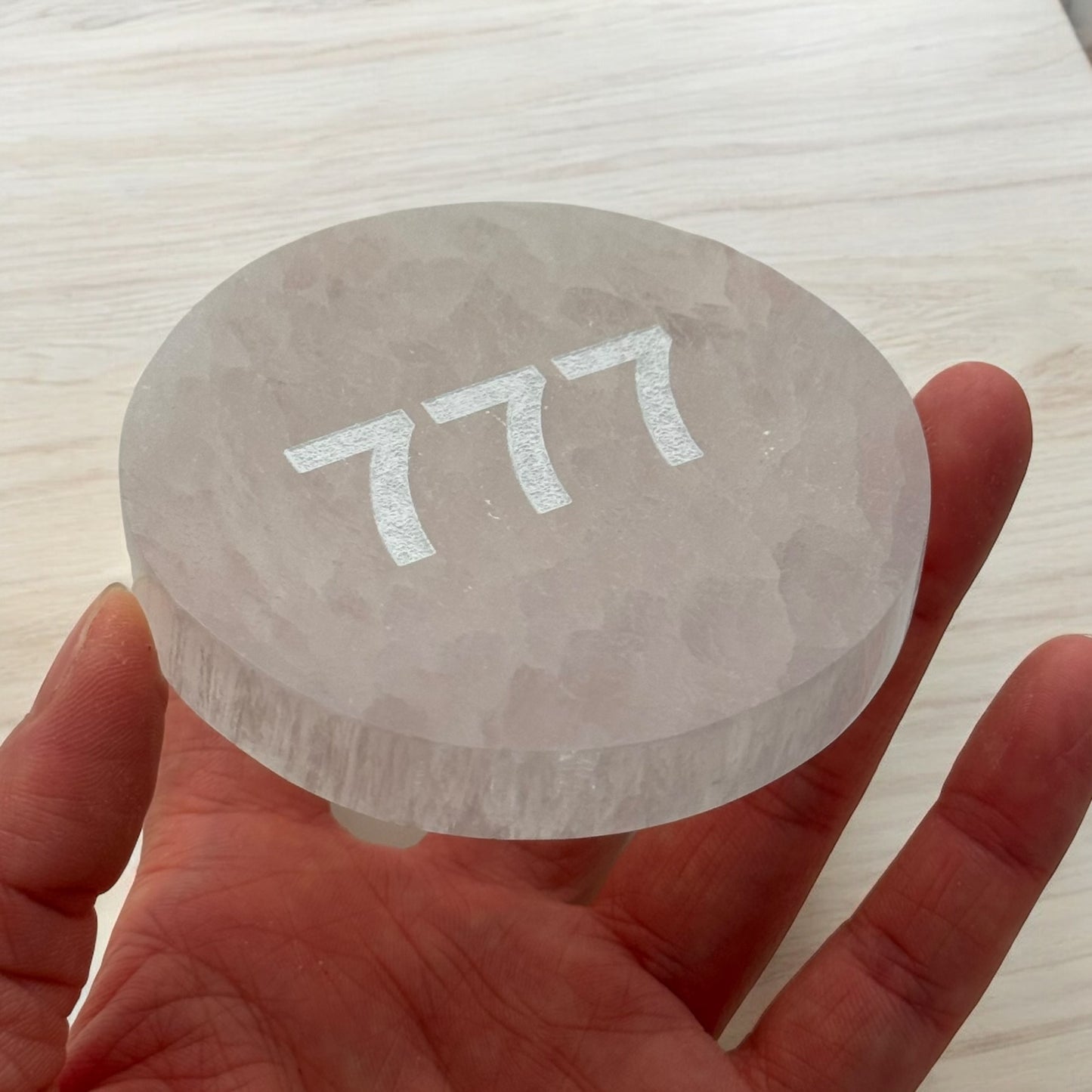 Angel Number "777" Selenite Plate Round (S)