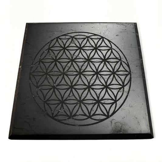 Flower of Life Elite Shungite Crystal Square Plate