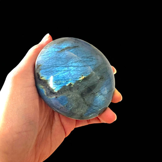 Premium Full Flash Labradorite Crystal Palm Stones