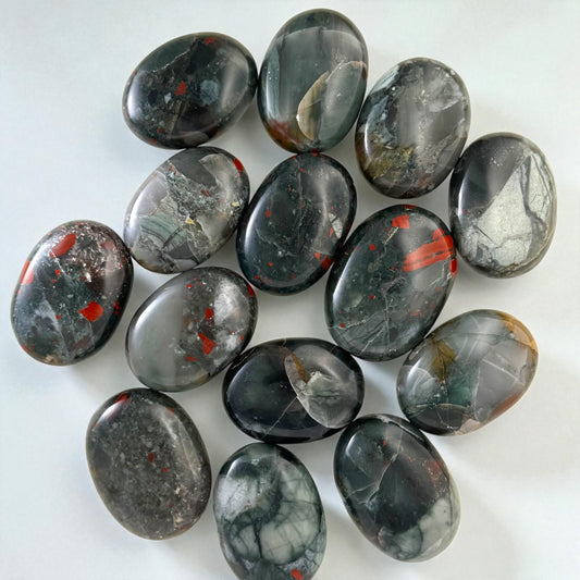 Blood Stone Crystal Palm Stones