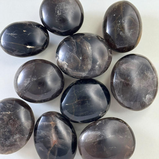 Dark Smoky Crystal Palm Stones