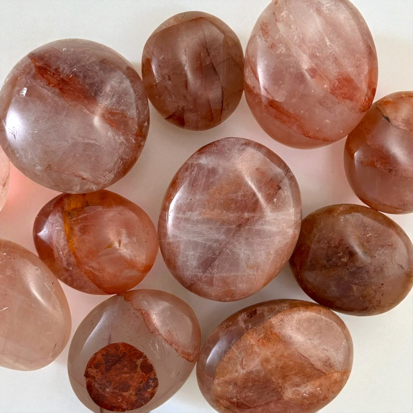 Fire Rose Quartz Crystal Palm Stones