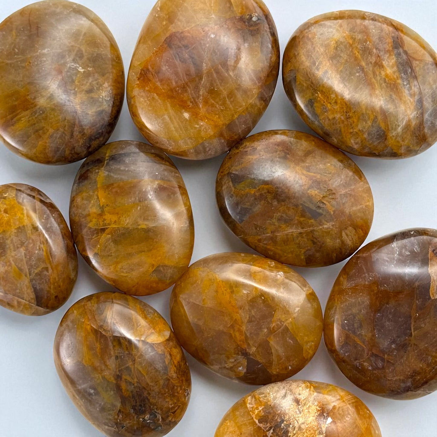 Golden Healer Quartz Crystal Palm Stones