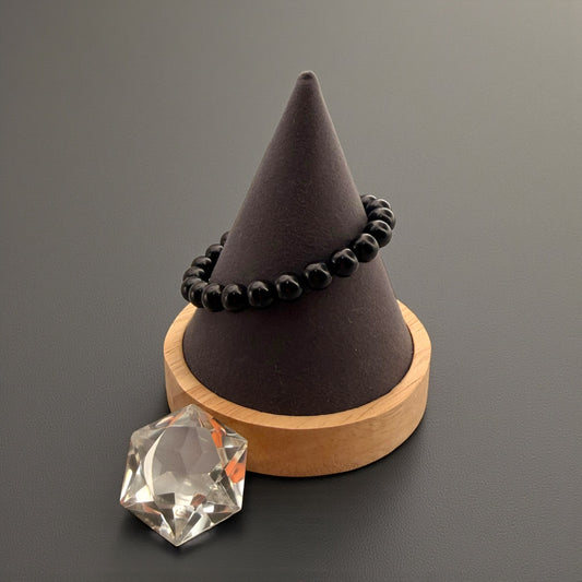 Jet Obsidian Crystal Beaded Bracelets