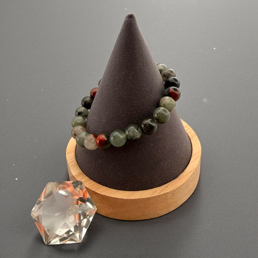Blood Stone Crystal Beaded Bracelet (8mm)