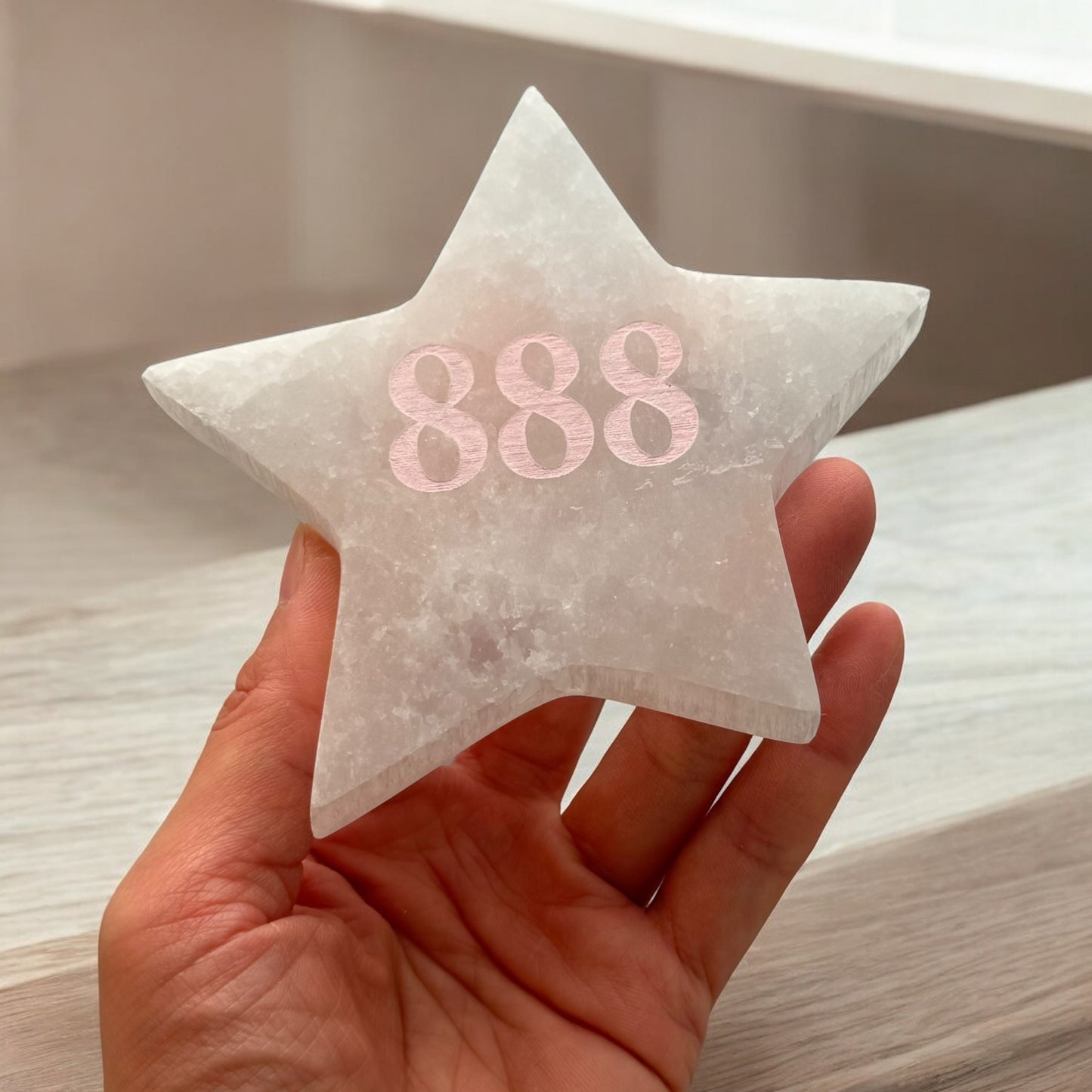 Angel Number "888" Selenite Star Plate (M)