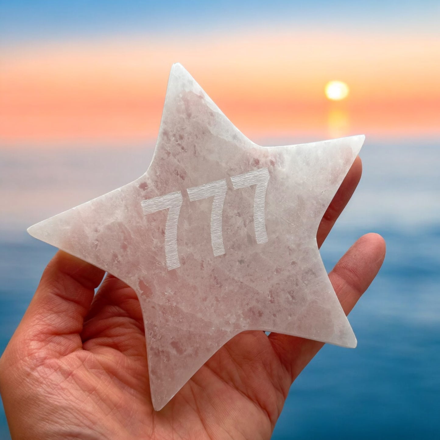 Angel Number "777" Selenite Star Plate (M)