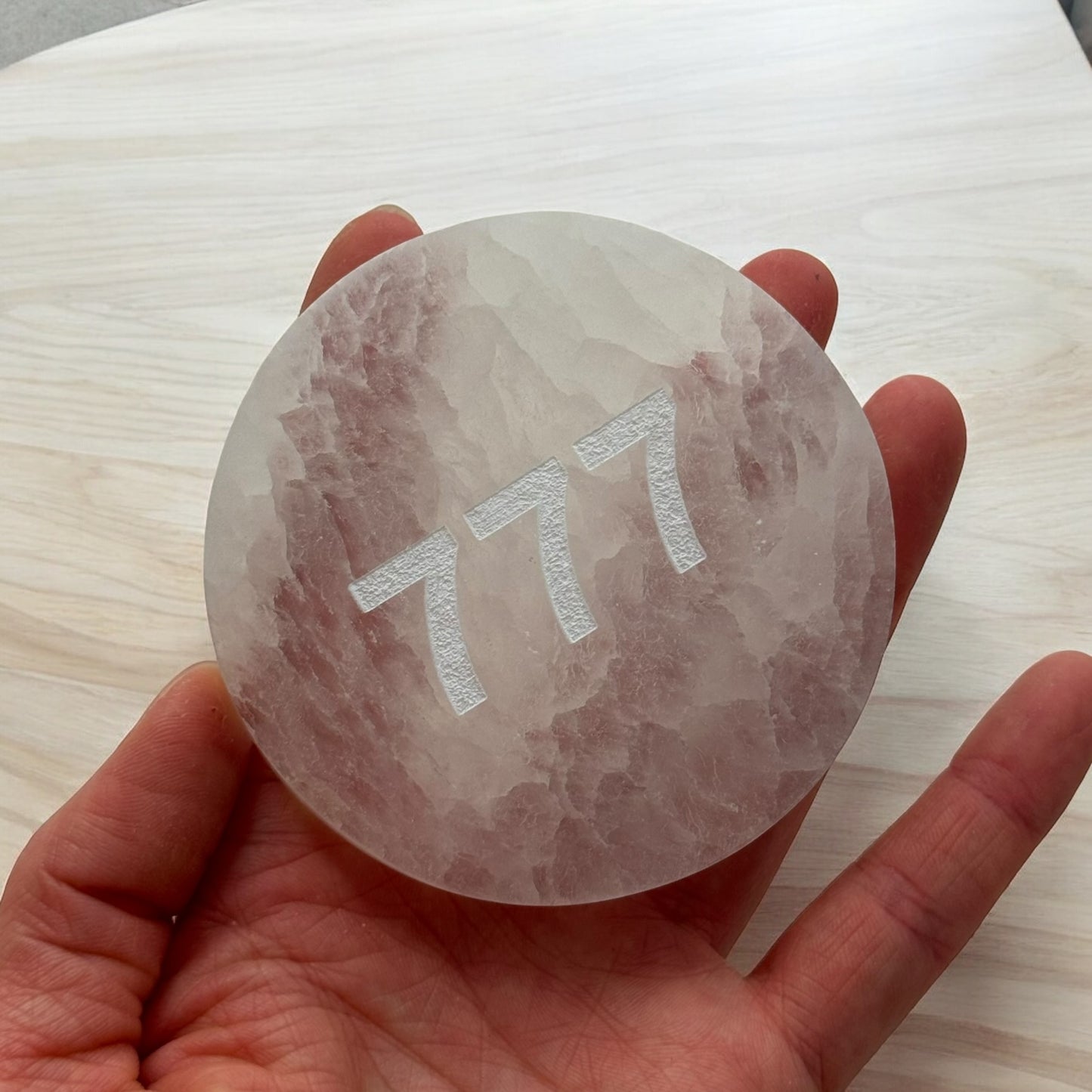 Angel Number "777" Selenite Plate Round (S)