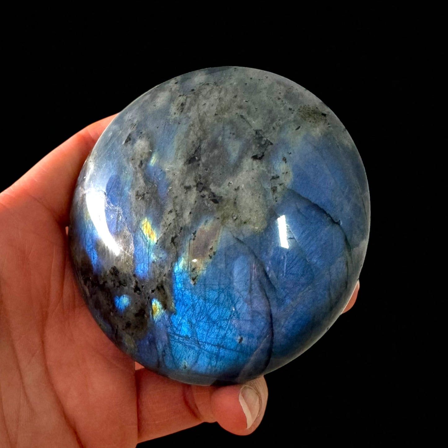 Premium Full Flash Labradorite Crystal Palm Stones