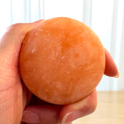 橙色方解石水晶掌石