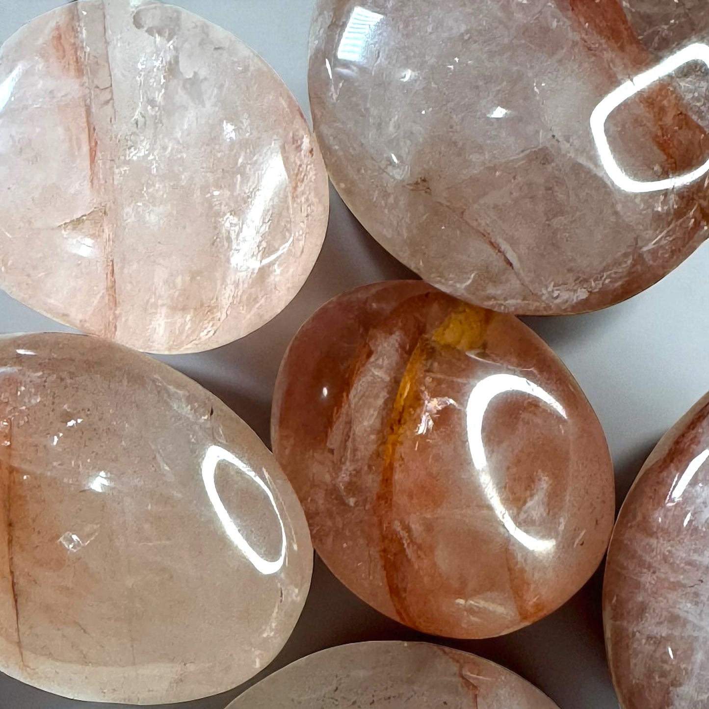 Fire Rose Quartz Crystal Palm Stones