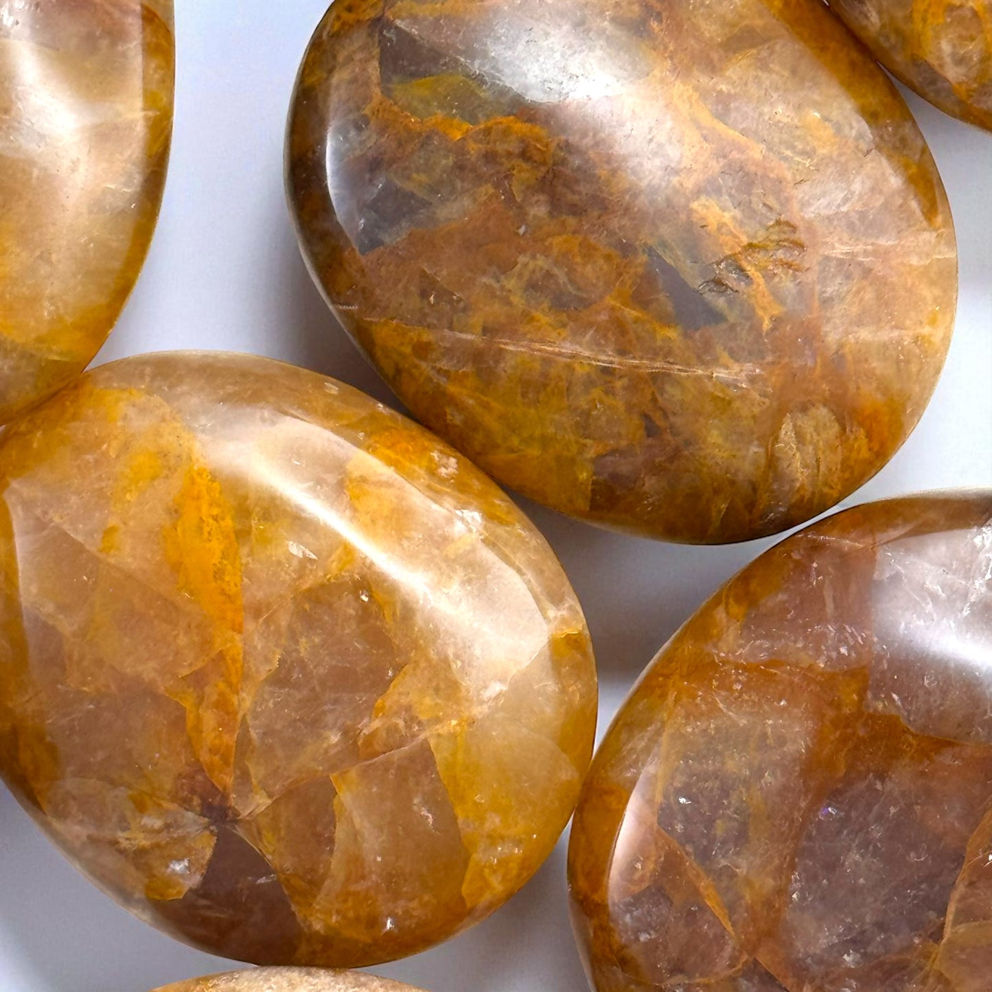 Golden Healer Quartz Crystal Palm Stones