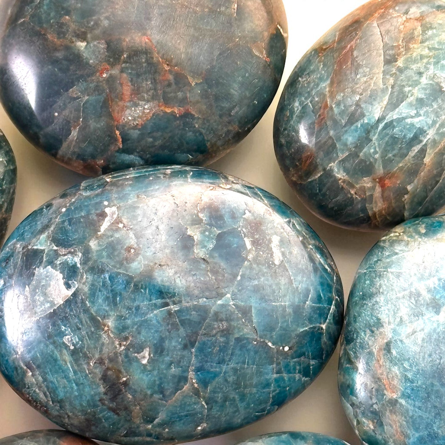 Blue Apatite Crystal Palm Stones