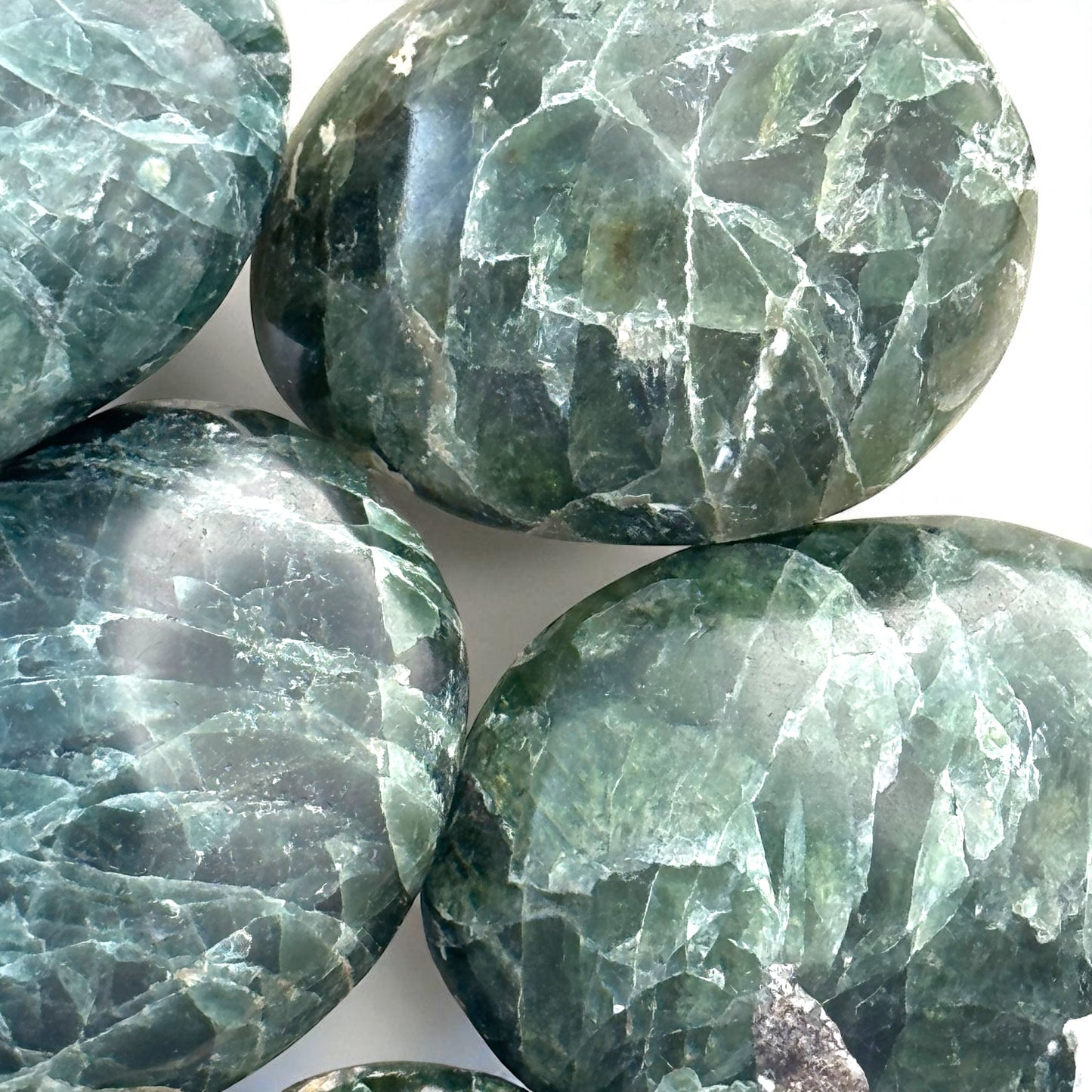 Green Apatite Crystal Palm Stones