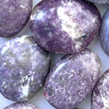 Lepidolite Crystal Palm Stones