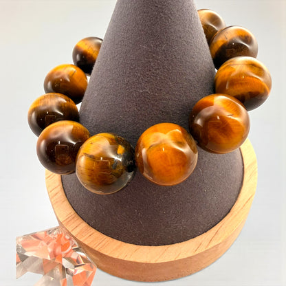 Tiger's Eye Crystal Beaded Bracelet (~16mm)