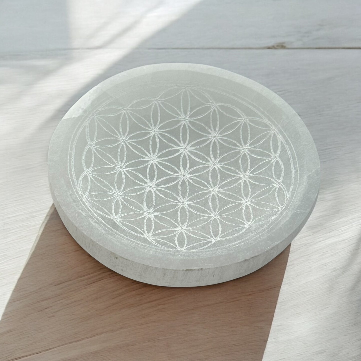 Flower of Life Selenite Bowl Round (M)