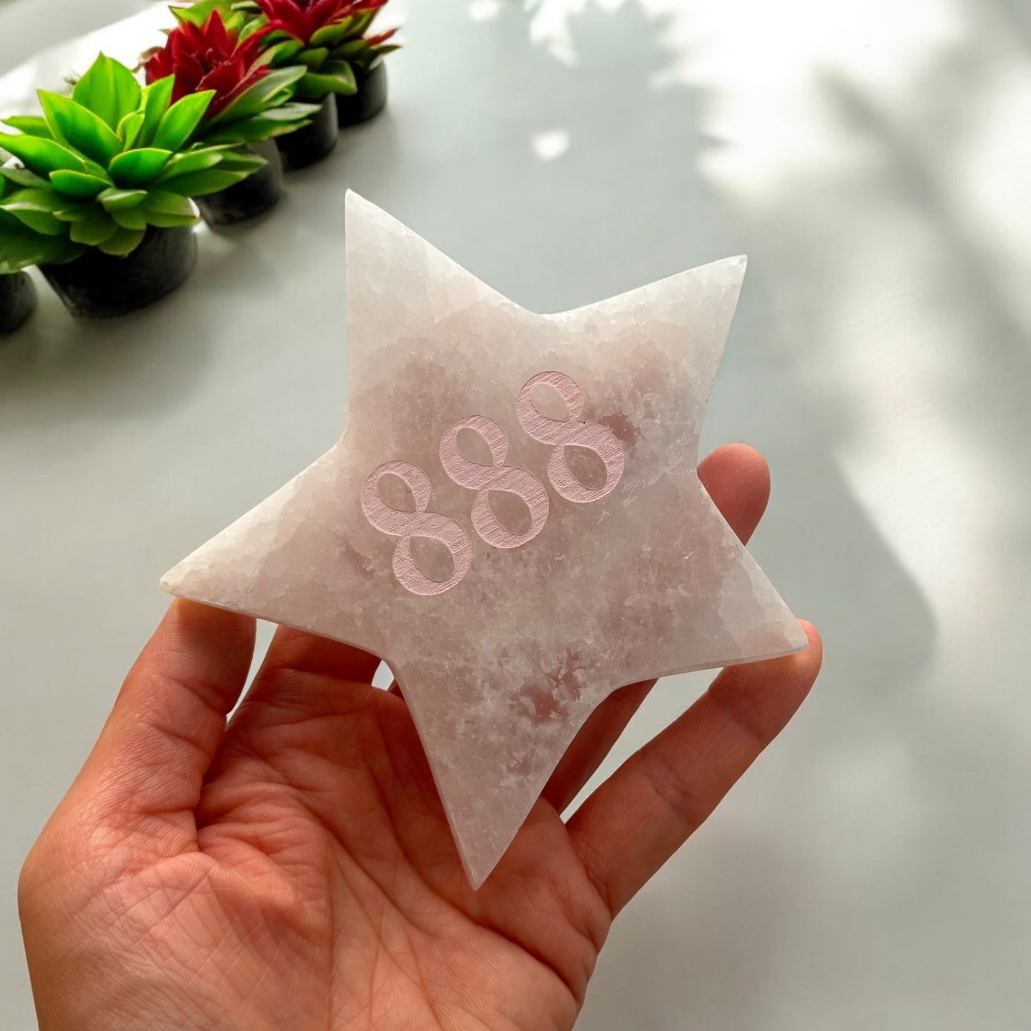 Angel Number "888" Selenite Star Plate (M)