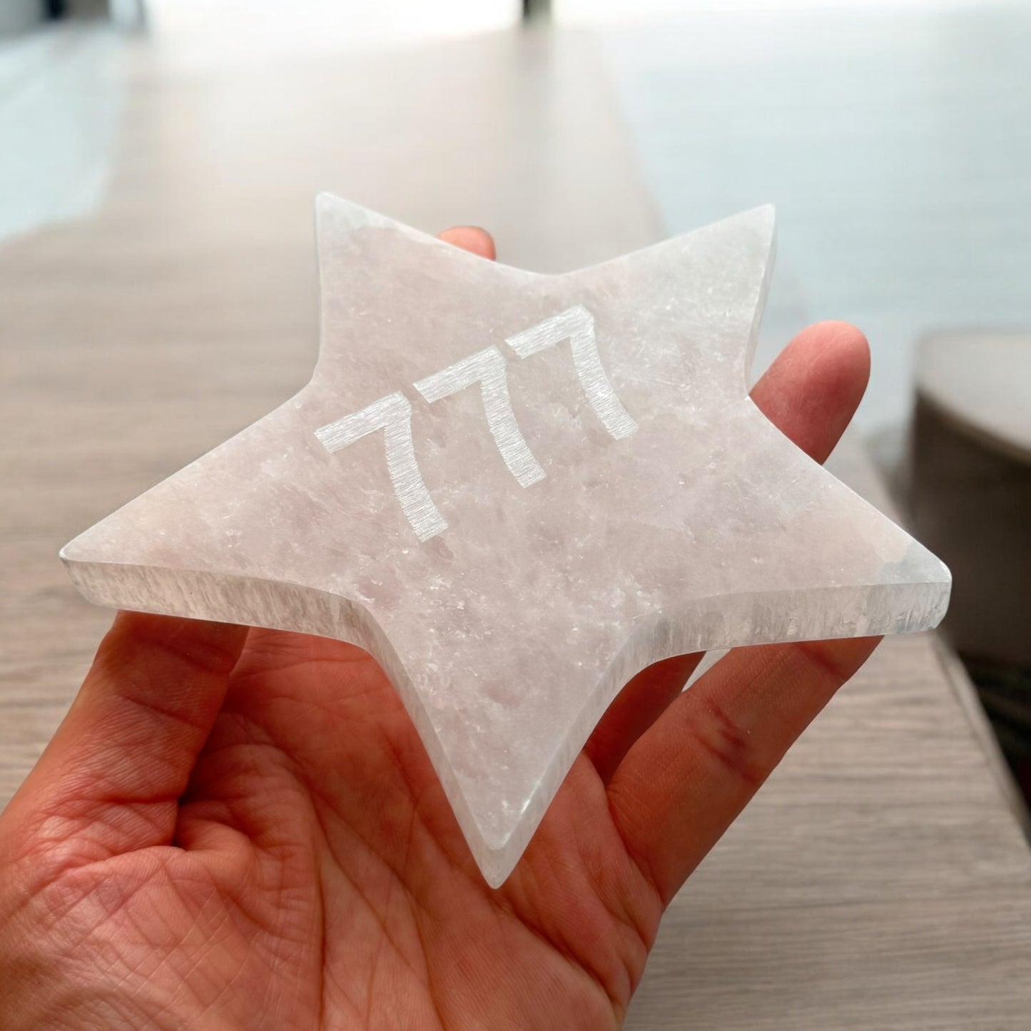 Angel Number "777" Selenite Star Plate (M)