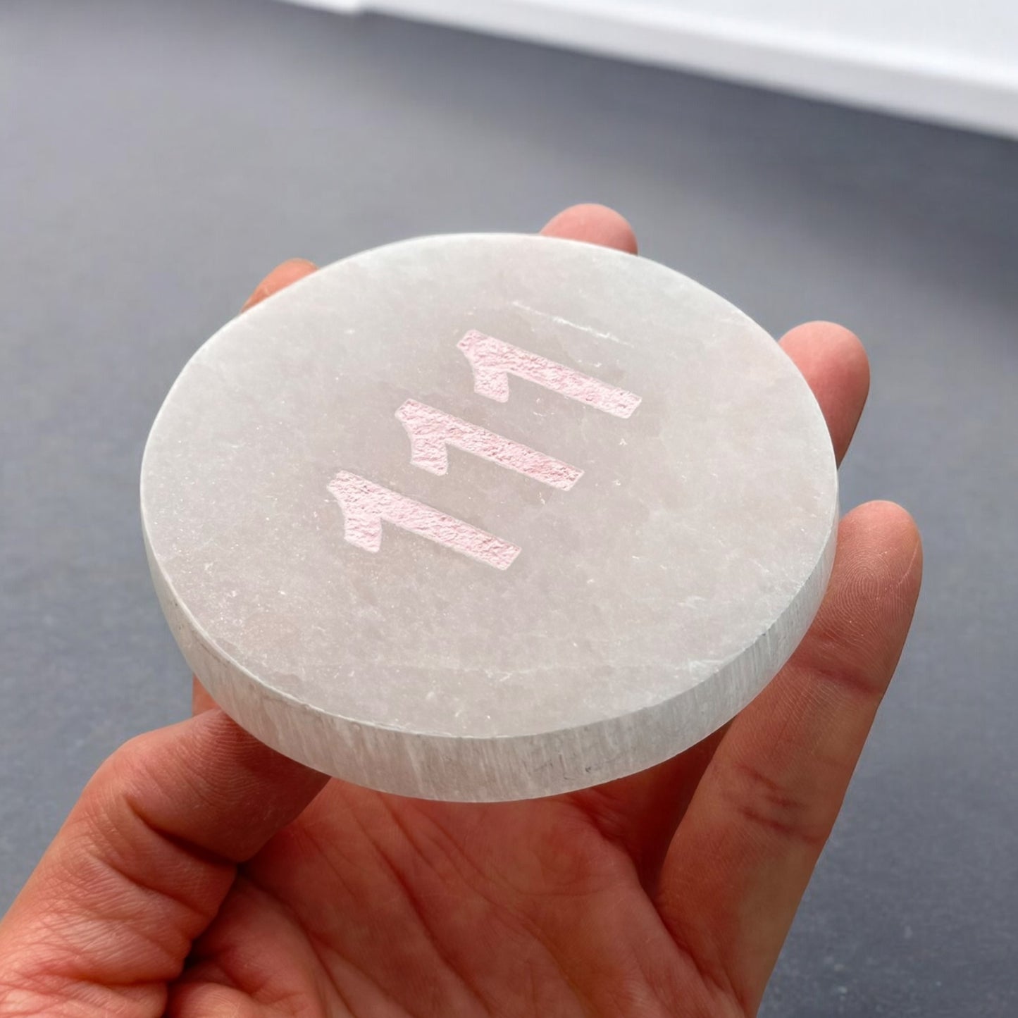 Angel Number "111" Selenite Plate Round (S)