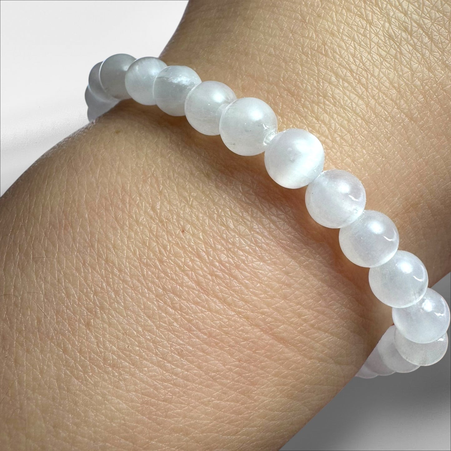 Selenite Crystal Beaded Bracelets (6.5mm)