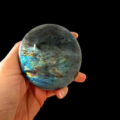 Premium Full Flash Labradorite Crystal Palm Stones