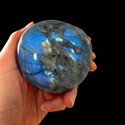 Premium Full Flash Labradorite Crystal Palm Stones