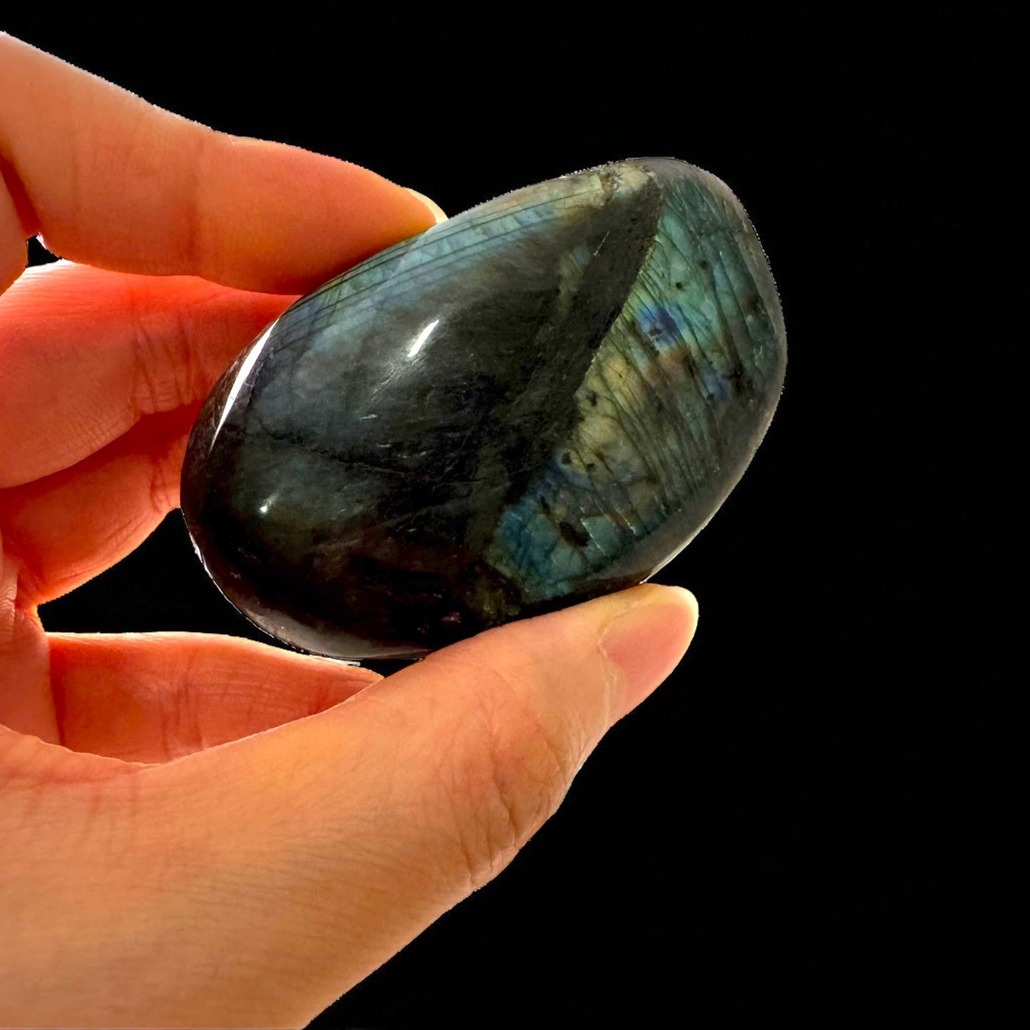 High Flash Labradorite Crystal Palm Stones