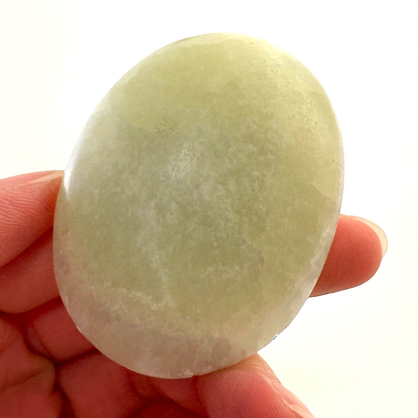 Pistachio Green Calcite Crystal Palm Stones