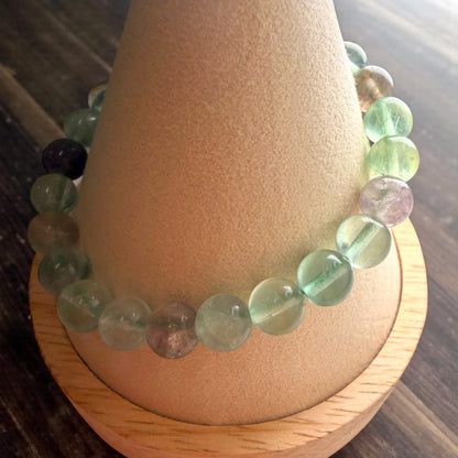 Multicolored Fluorite Crystal Beaded Bracelet (7~8 mm)