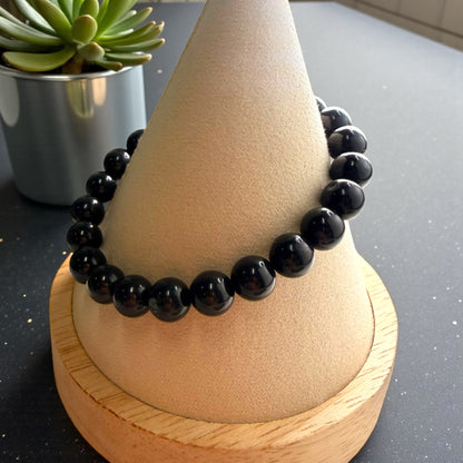 JET黑曜石水晶串珠手鍊