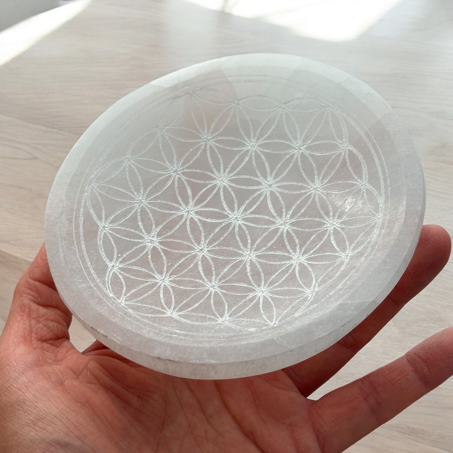 Flower of Life Selenite Bowl Round (M)