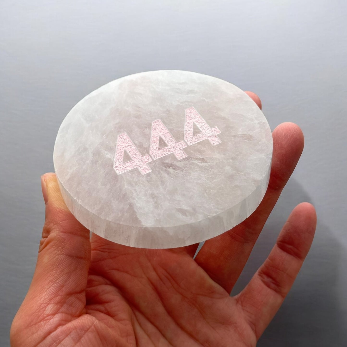 Angel Number "444" Selenite Plate Round (S)