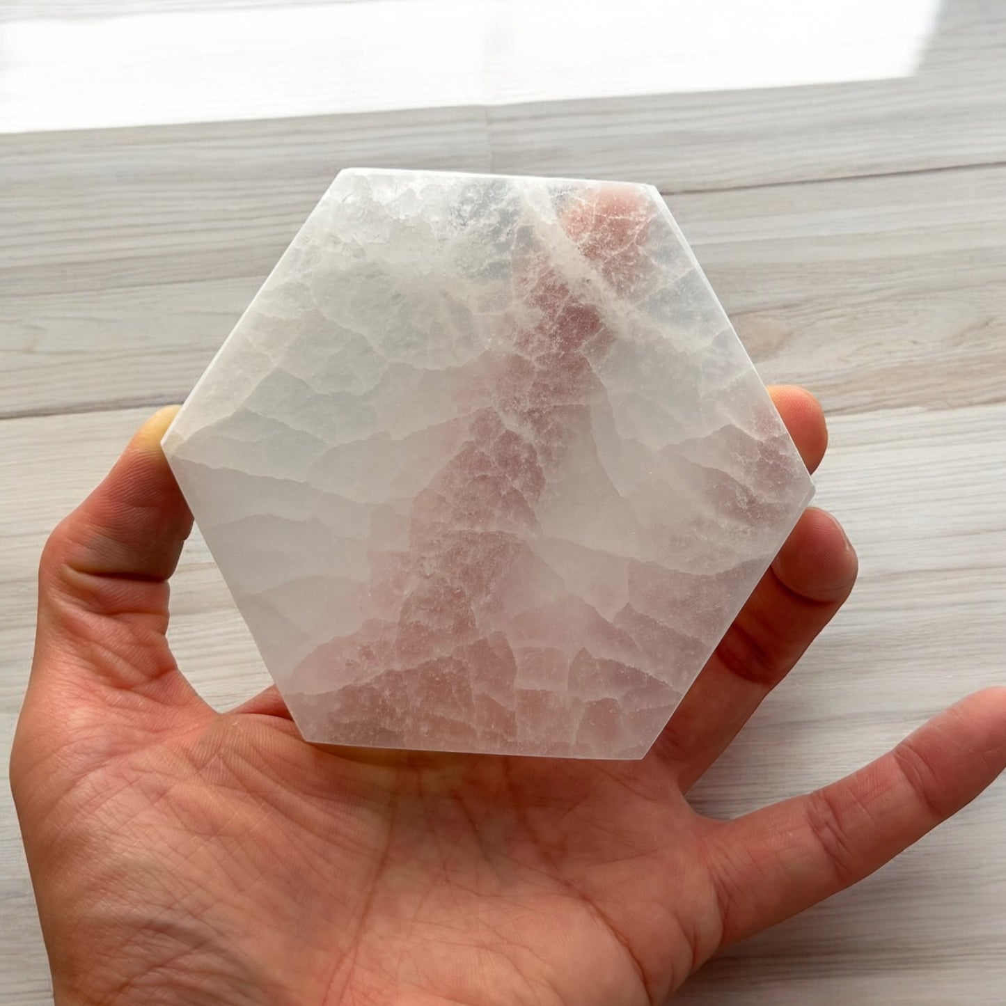 Hexagon Selenite Plate (M)