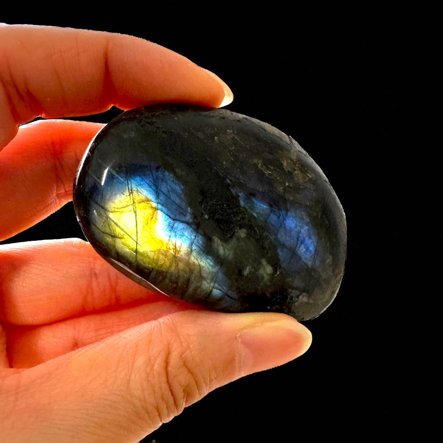 High Flash Labradorite Crystal Palm Stones