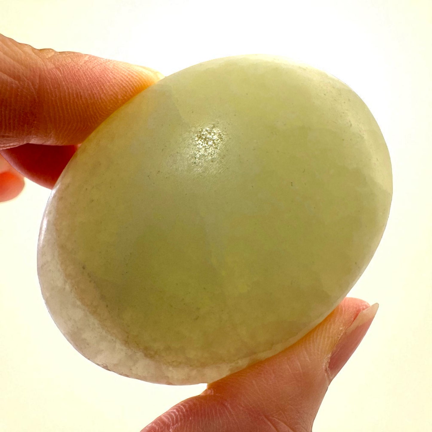 Pistachio Green Calcite Crystal Palm Stones