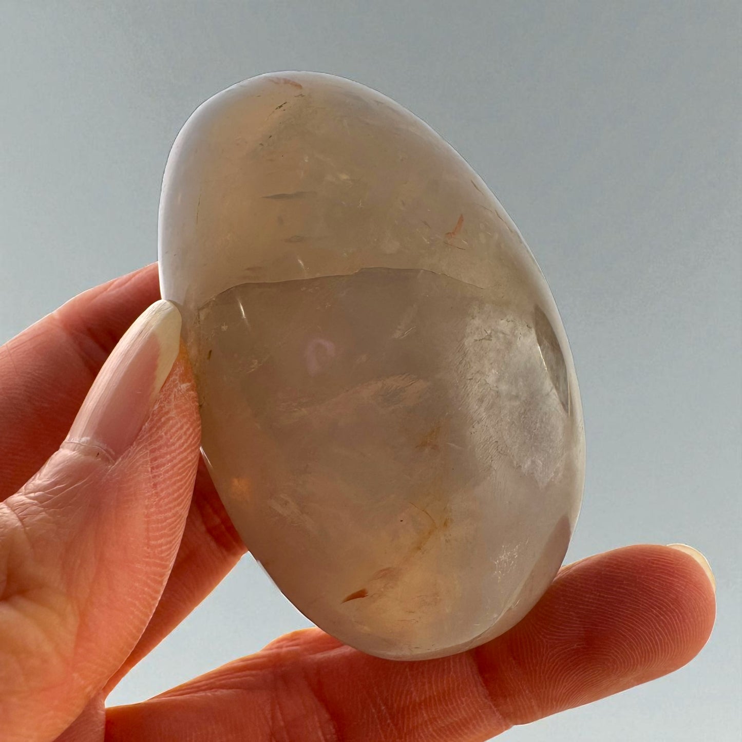 Blue Rose Quartz Crystal Palm Stones