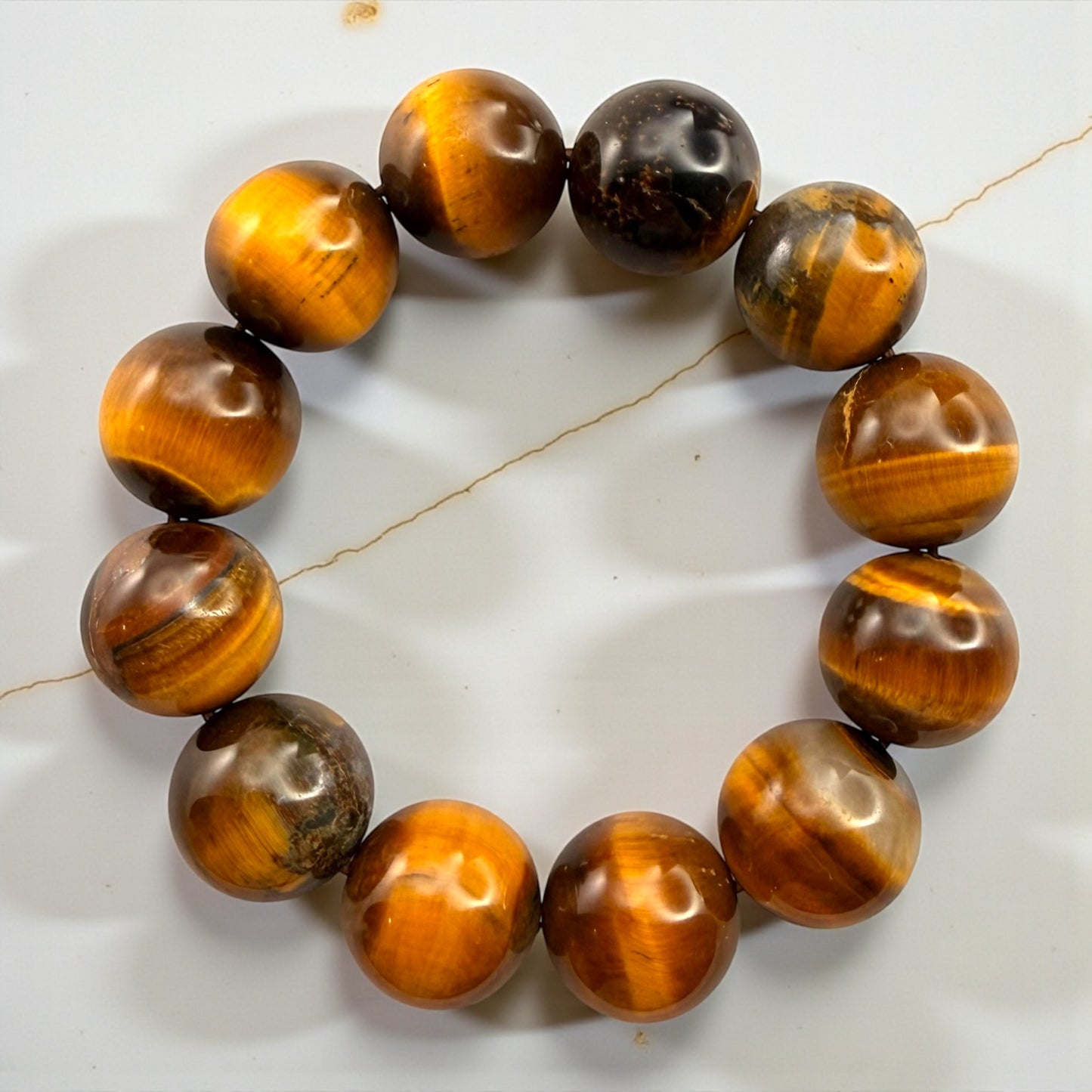Tiger's Eye Crystal Beaded Bracelet (~16mm)
