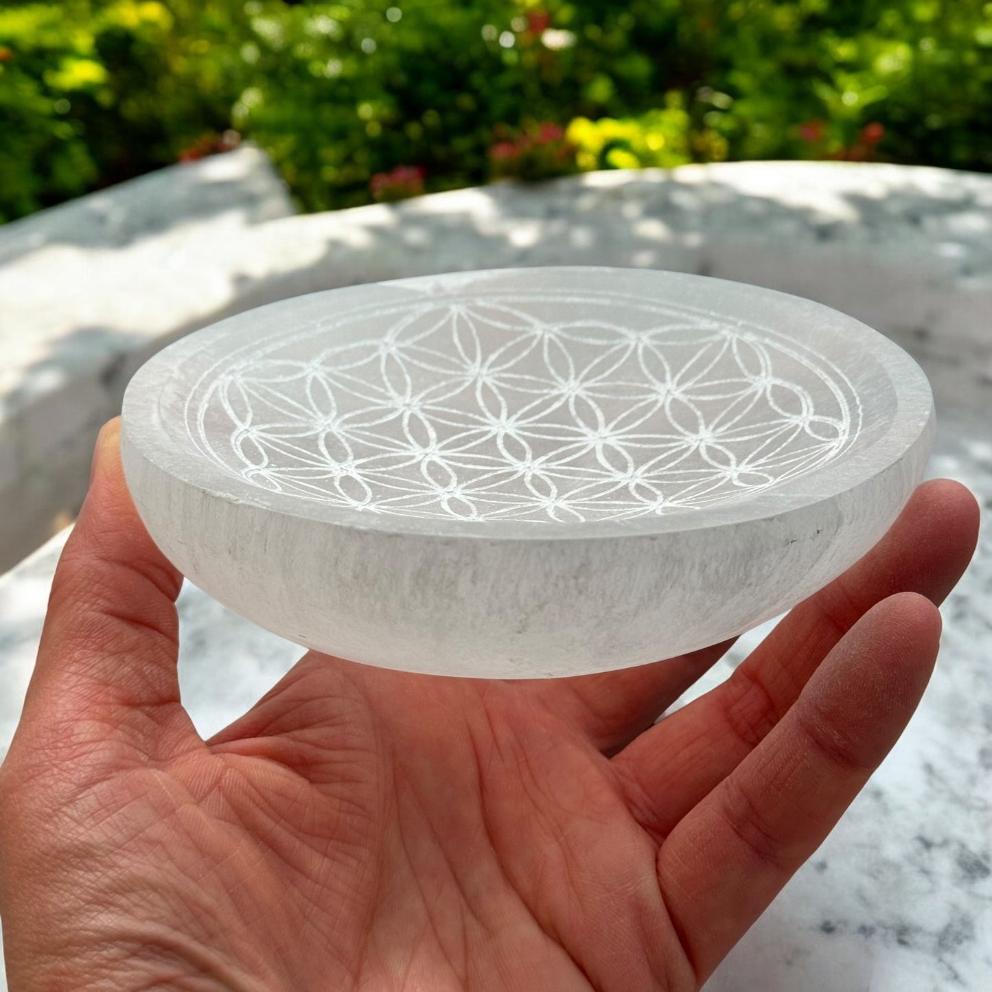 Flower of Life Selenite Bowl Round (M)