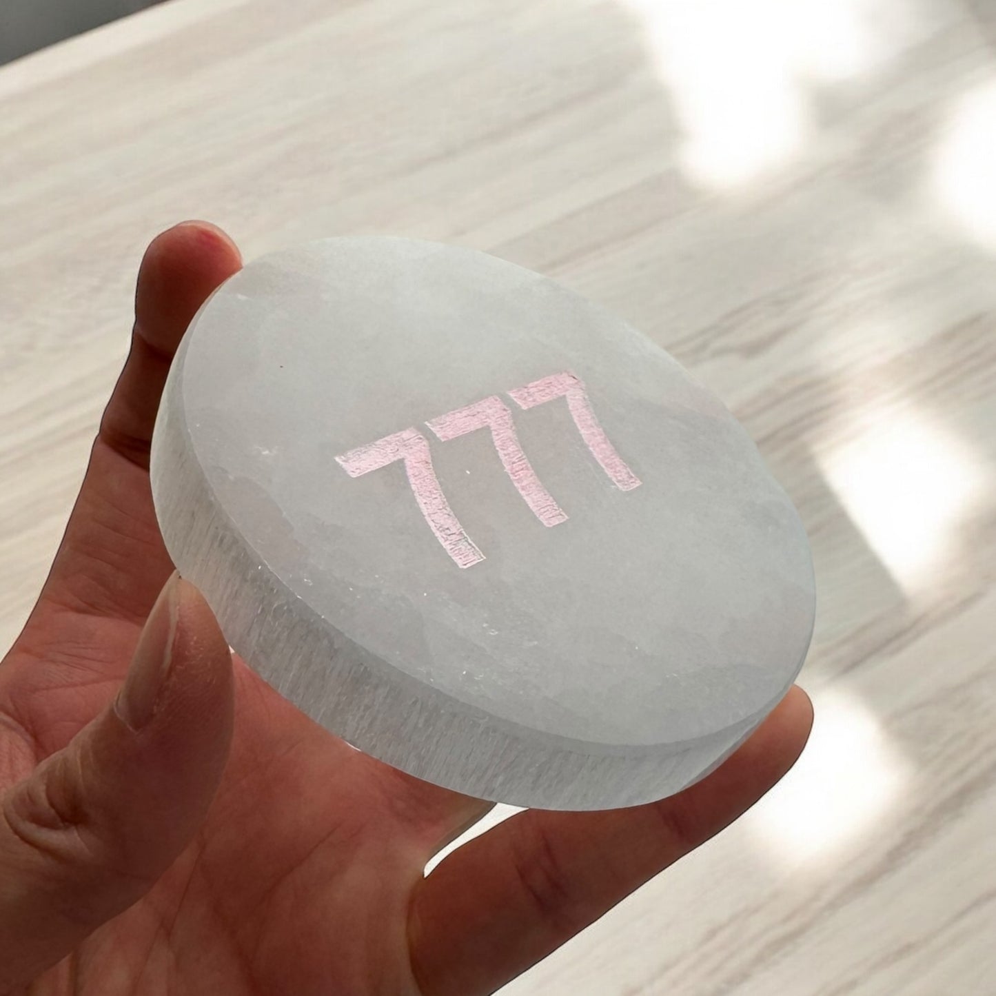 Angel Number "777" Selenite Plate Round (S)